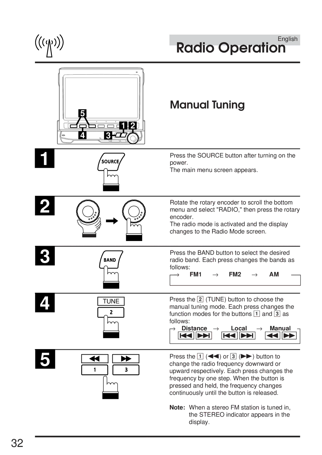 Alpine 68P21523Y62-B owner manual Manual Tuning, Tune, Distance Local Manual 