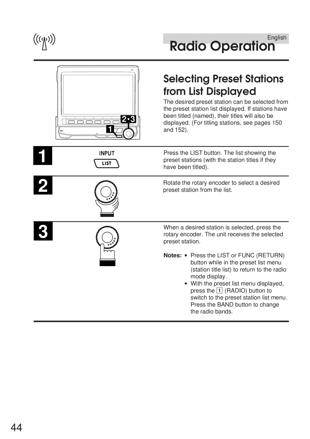 Alpine 68P21523Y62-B owner manual Selecting Preset Stations, From List Displayed 