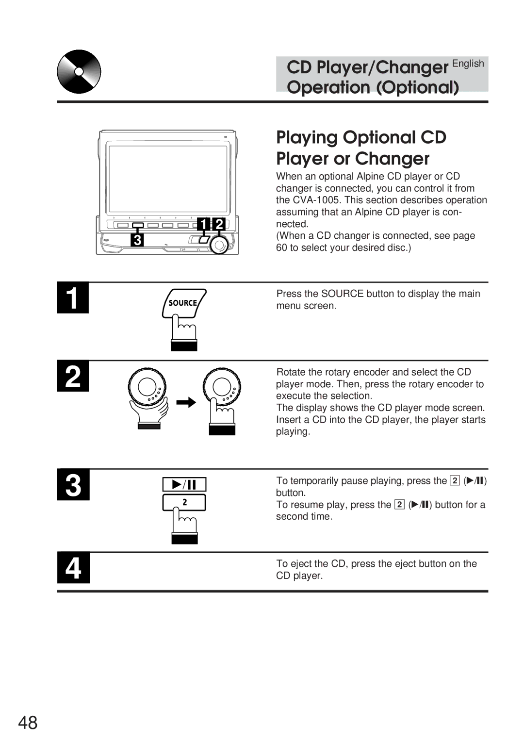 Alpine 68P21523Y62-B owner manual When an optional Alpine CD player or CD 