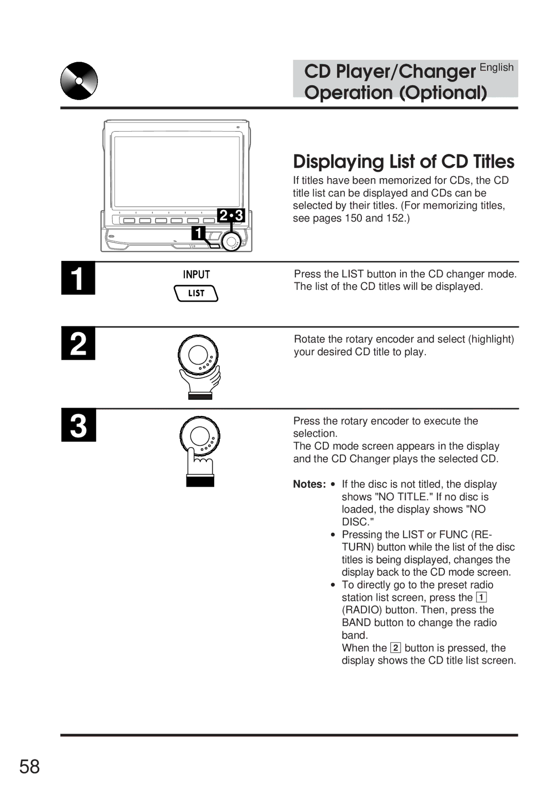 Alpine 68P21523Y62-B owner manual Title list can be displayed and CDs can be 