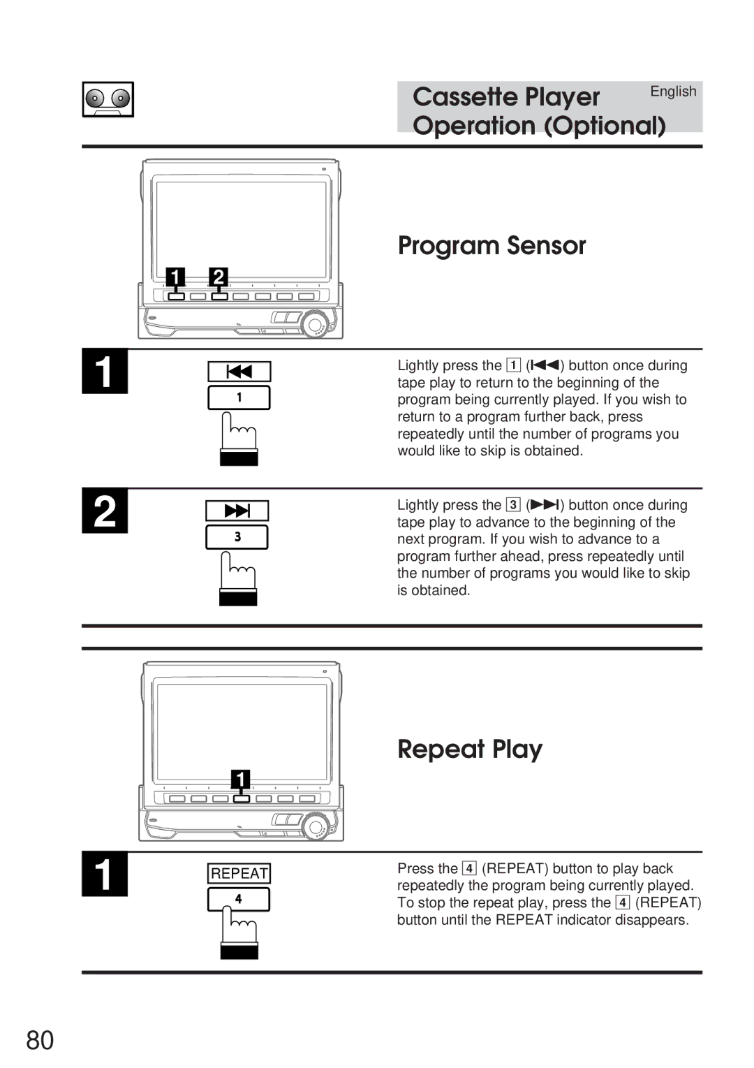 Alpine 68P21523Y62-B owner manual Program Sensor, Repeat Play 