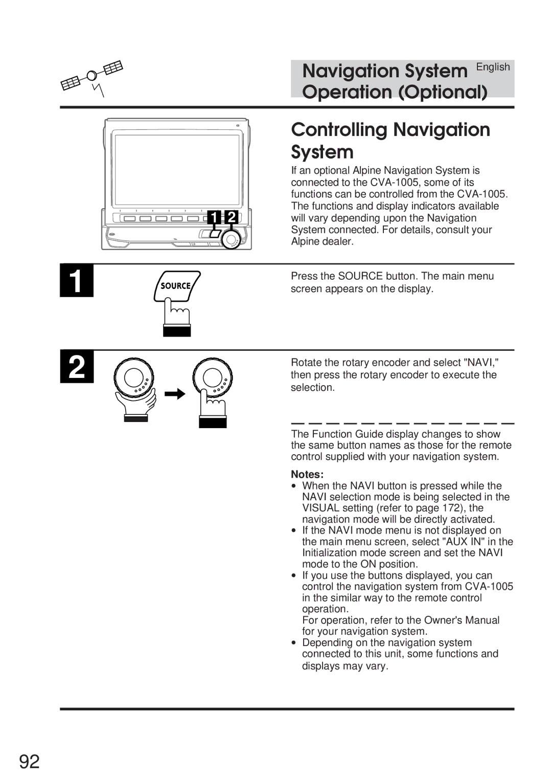 Alpine 68P21523Y62-B owner manual If an optional Alpine Navigation System is 