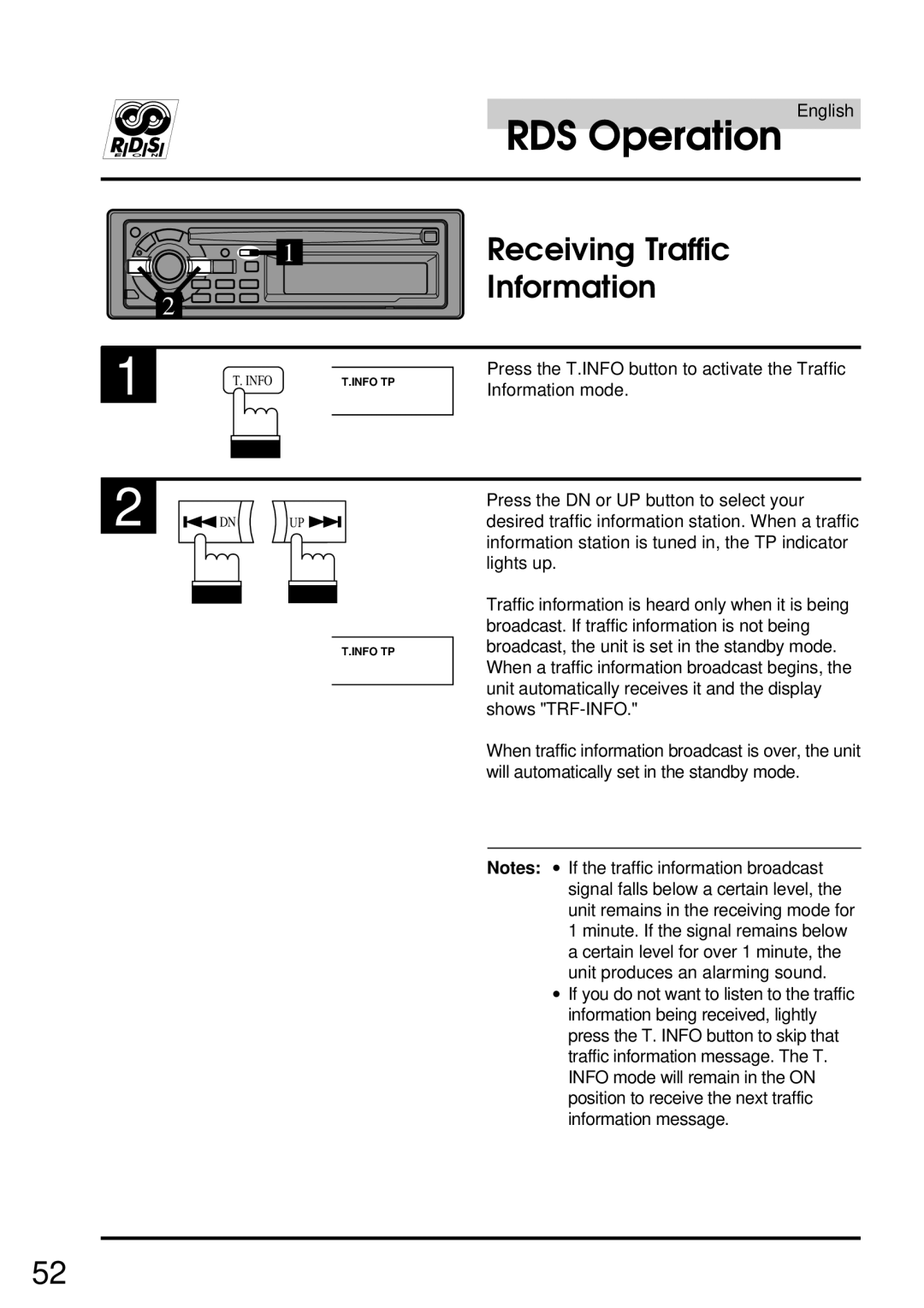 Alpine CDA-7832R owner manual Receiving Traffic, Information 