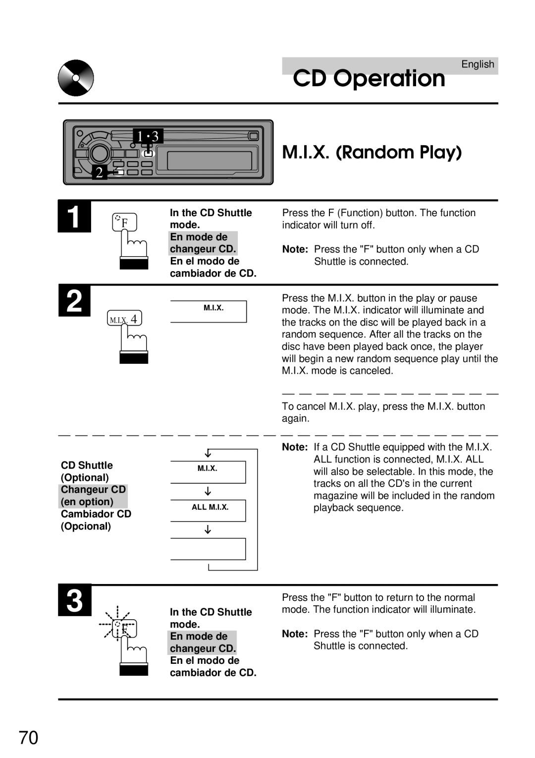 Alpine CDA-7832R owner manual X. Random Play 