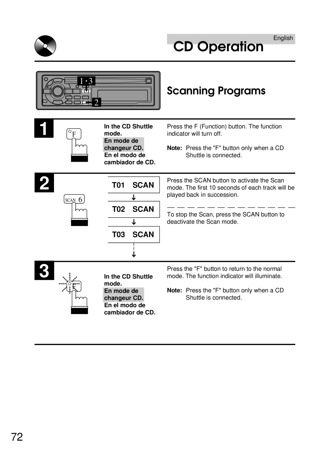 Alpine CDA-7832R owner manual Scanning Programs 