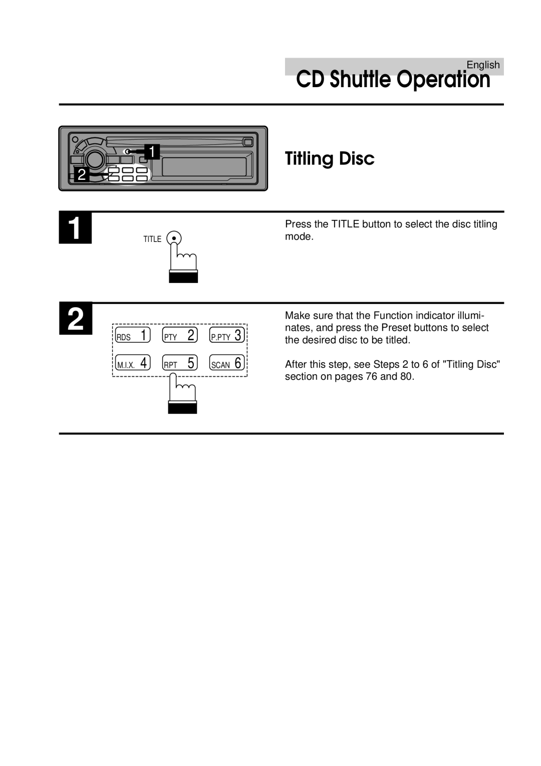 Alpine CDA-7832R owner manual Press the Title button to select the disc titling 