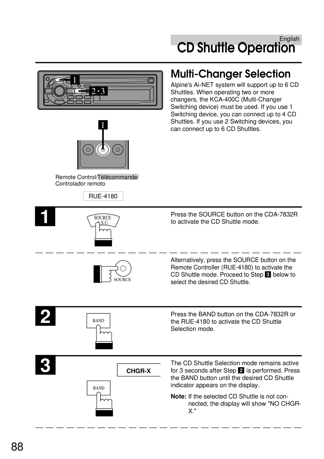 Alpine CDA-7832R owner manual Multi-Changer Selection, Chgr-X 