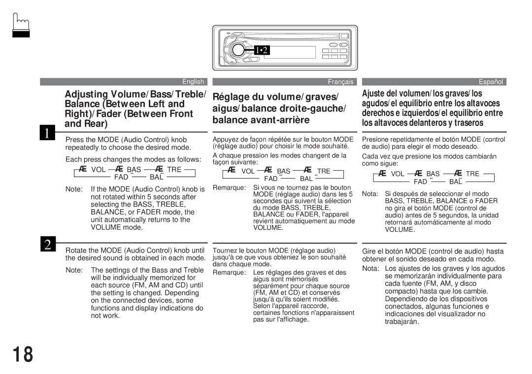 Alpine CDA-7839, CDA-7838 owner manual Vol Tre 