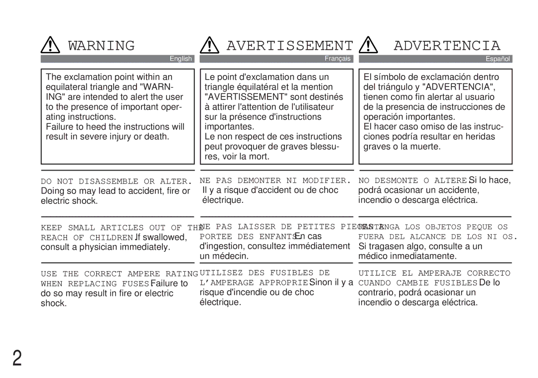 Alpine CDA-7839, CDA-7838 owner manual Advertencia 