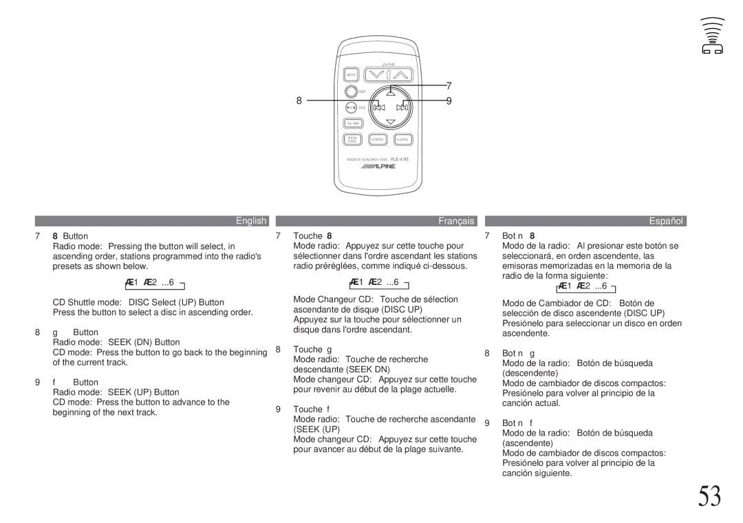 Alpine CDA-7838, CDA-7839 owner manual Button 