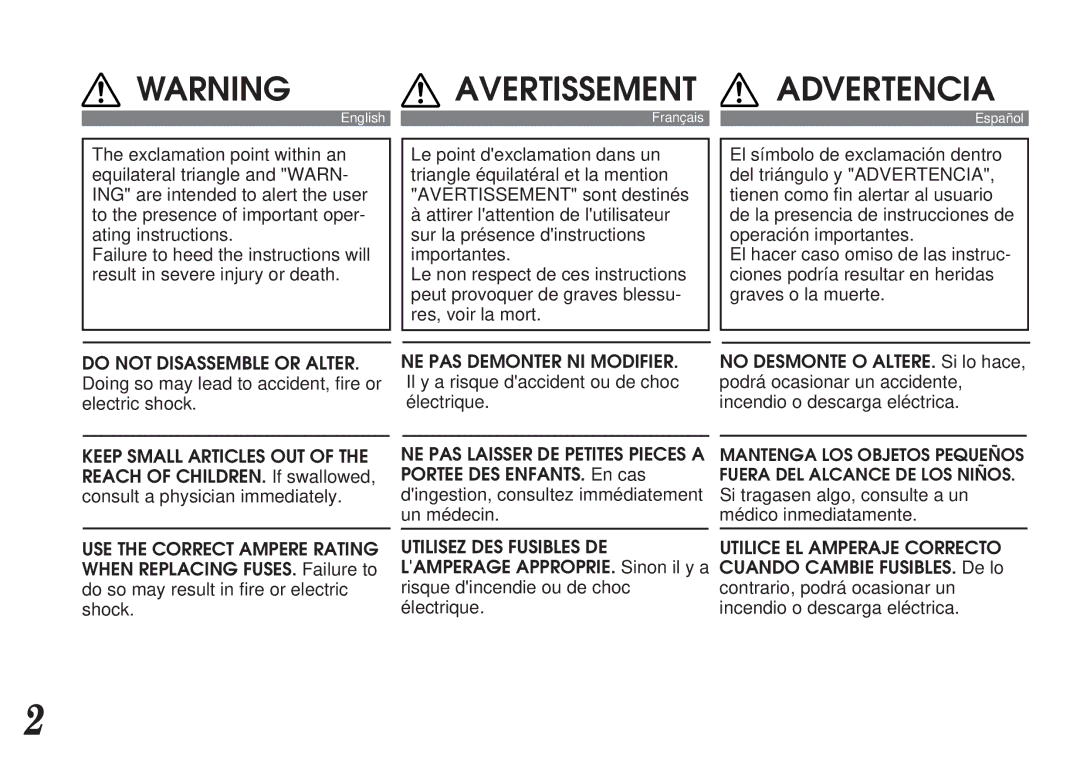 Alpine CDA-7839, CDA-7838 owner manual Advertencia 