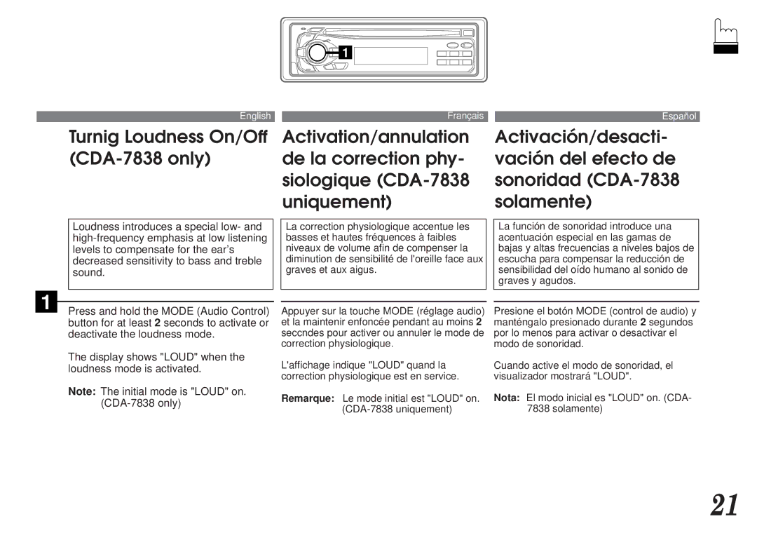 Alpine CDA-7838, CDA-7839 owner manual English Français Español 