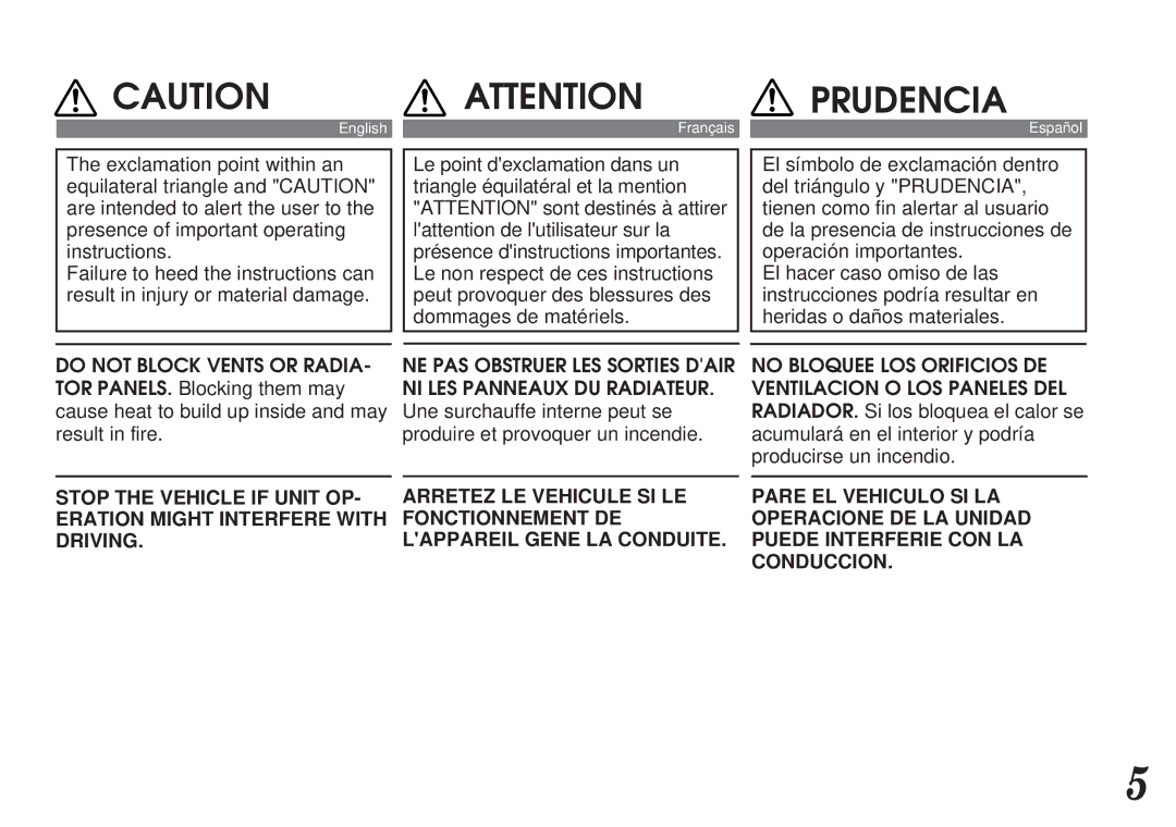 Alpine CDA-7838, CDA-7839 owner manual Prudencia 