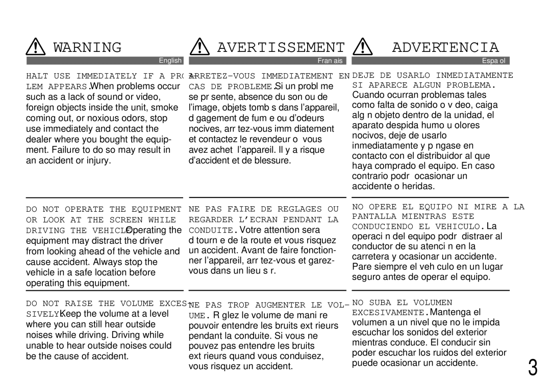 Alpine cda-7840 owner manual Avertissement 