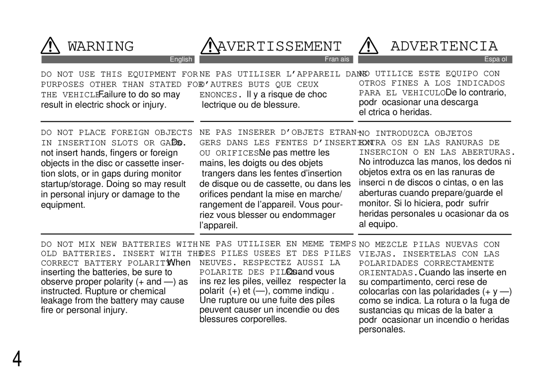 Alpine cda-7840 owner manual Do not Place Foreign Objects 