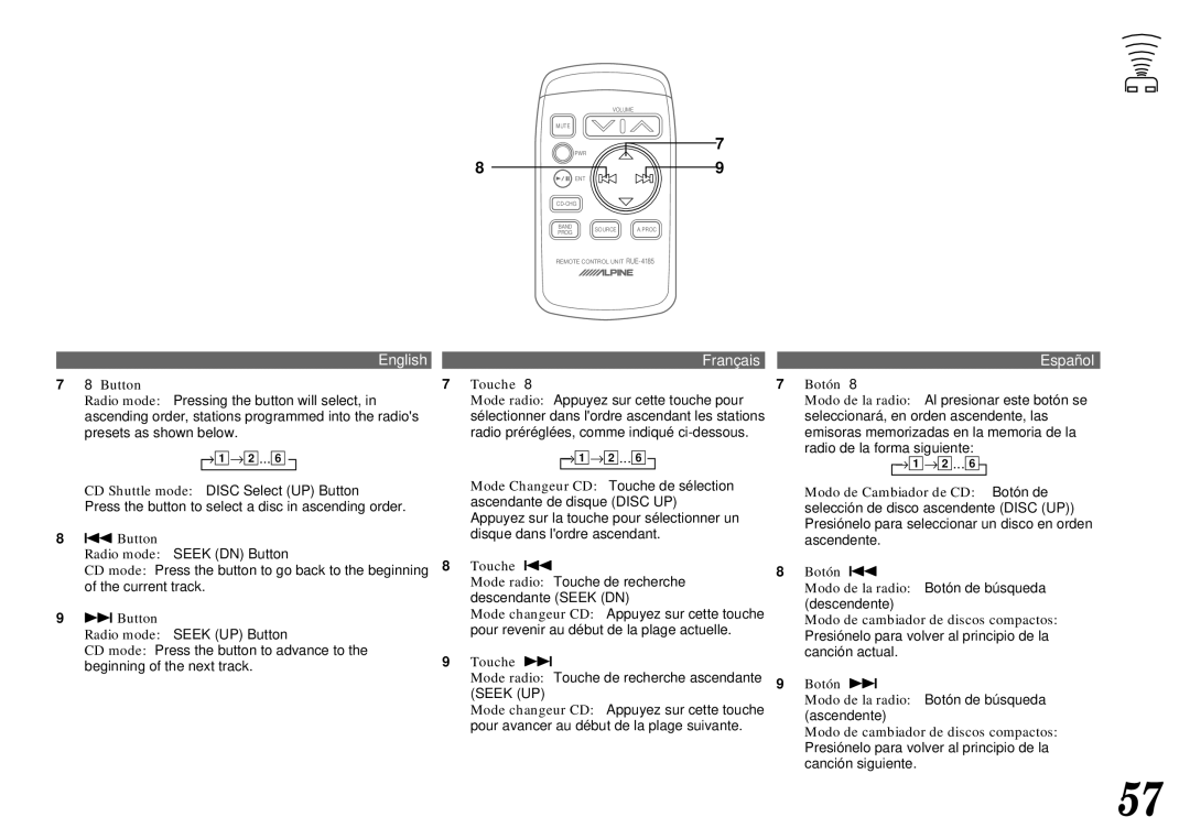 Alpine cda-7840 owner manual Button 