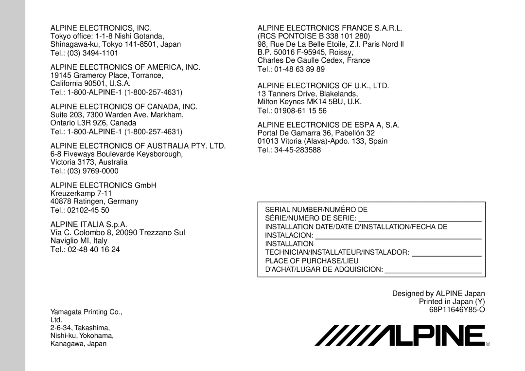 Alpine cda-7840 owner manual Alpine ELECTRONICS, INC 