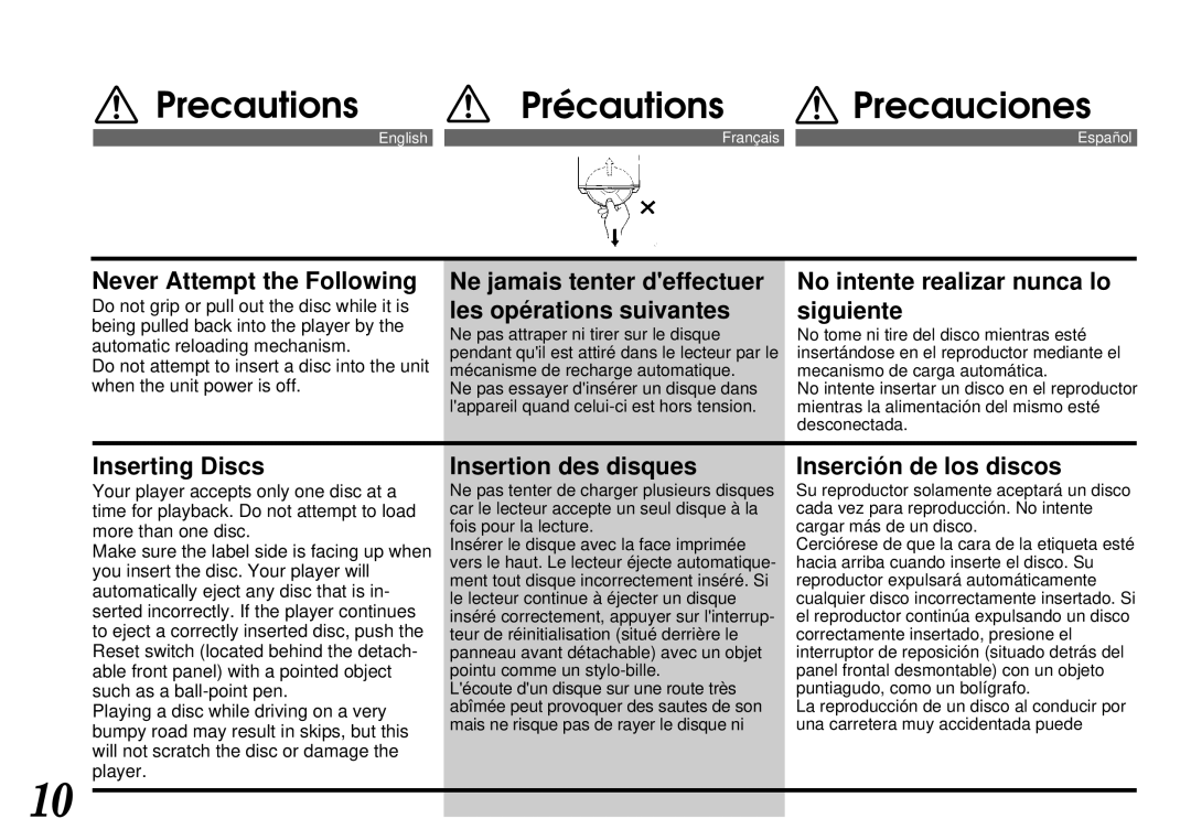 Alpine CDA-7940, CDA-7842 owner manual Never Attempt the Following 