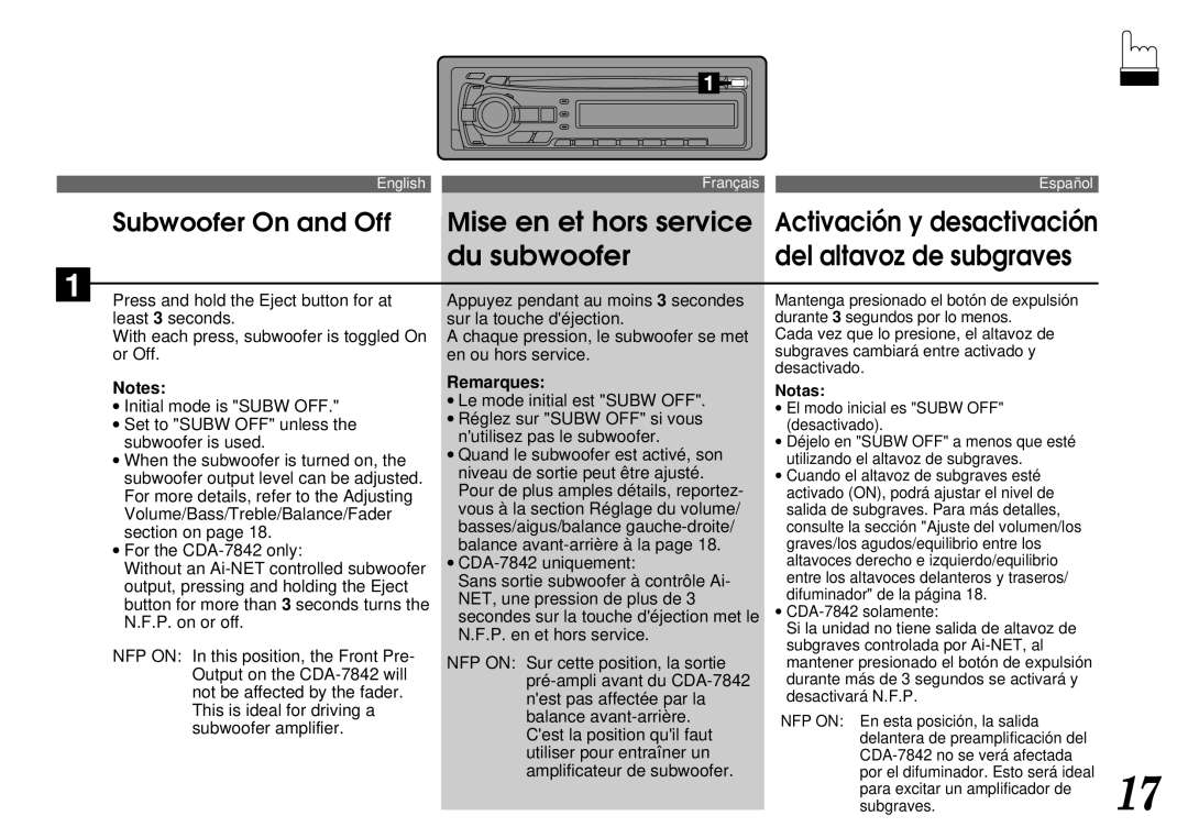 Alpine CDA-7842, CDA-7940 owner manual Remarques, Notas 