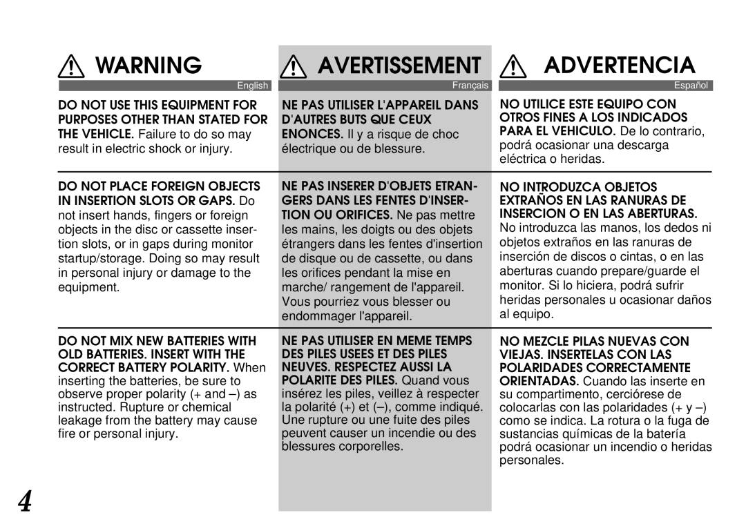 Alpine CDA-7940, CDA-7842 owner manual Do not USE this Equipment for 