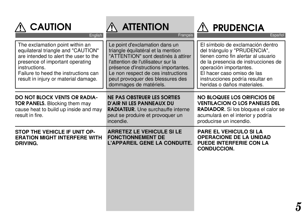 Alpine CDA-7842, CDA-7940 owner manual Prudencia 