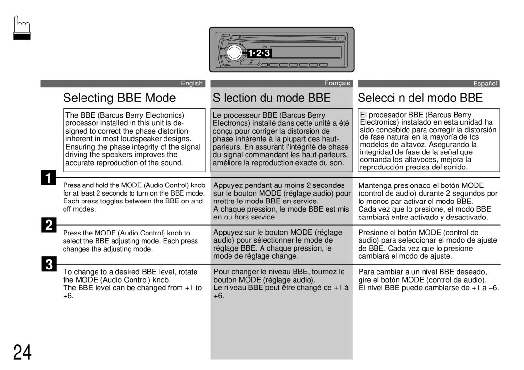 Alpine CDA-7944R, CDA-7842R owner manual Selecting BBE Mode 