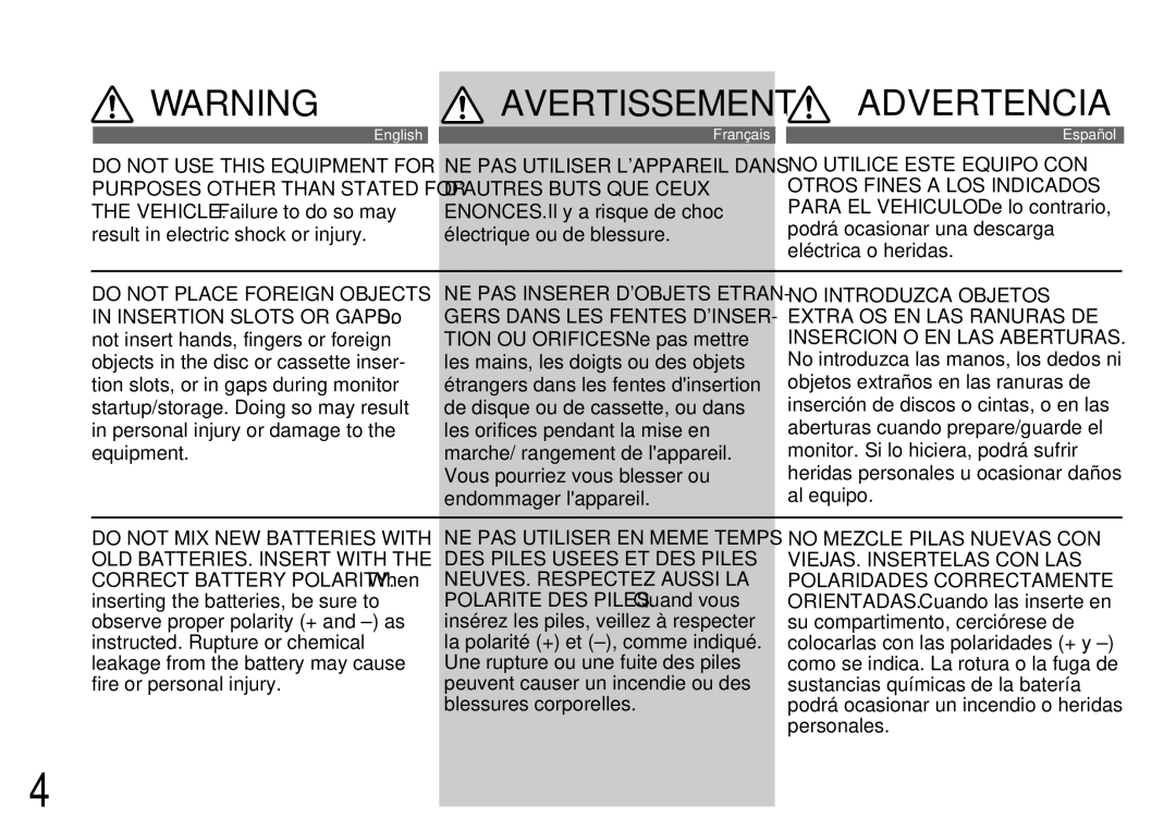 Alpine CDA-7944R, CDA-7842R owner manual Do not USE this Equipment for 