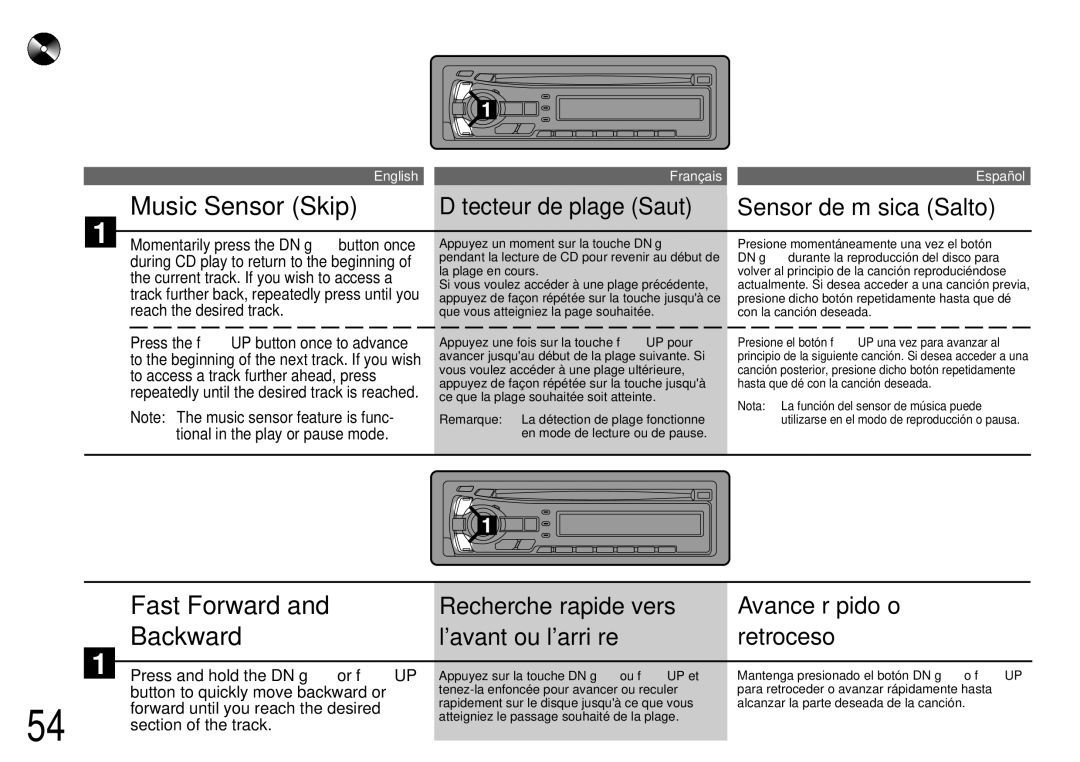 Alpine CDA-7944R, CDA-7842R owner manual Fast Forward, Backward, Button to quickly move backward or 