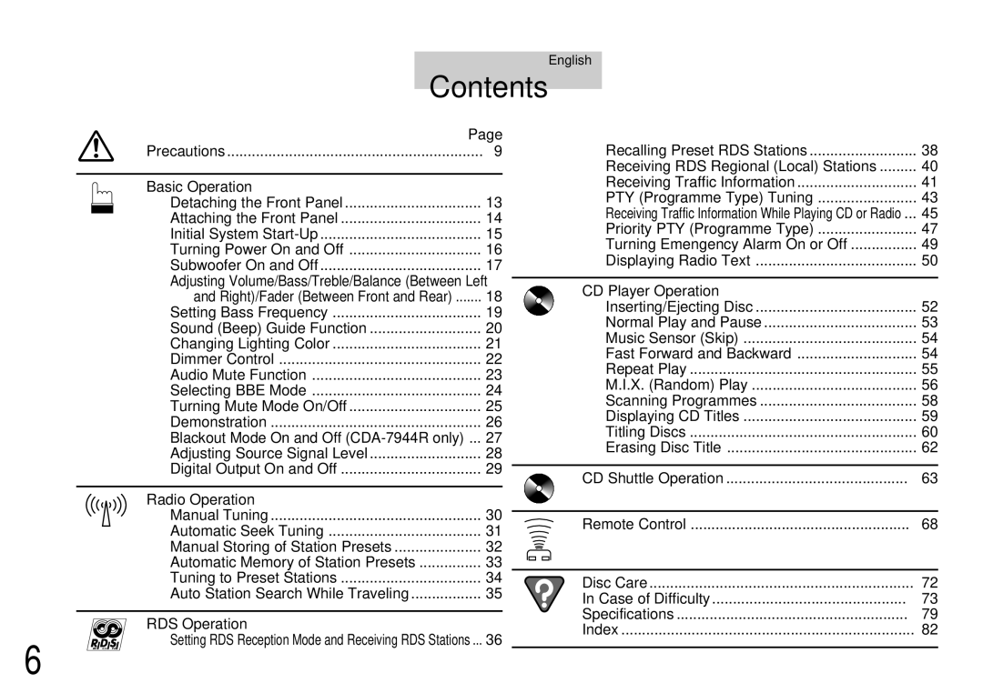 Alpine CDA-7944R, CDA-7842R owner manual Contents 