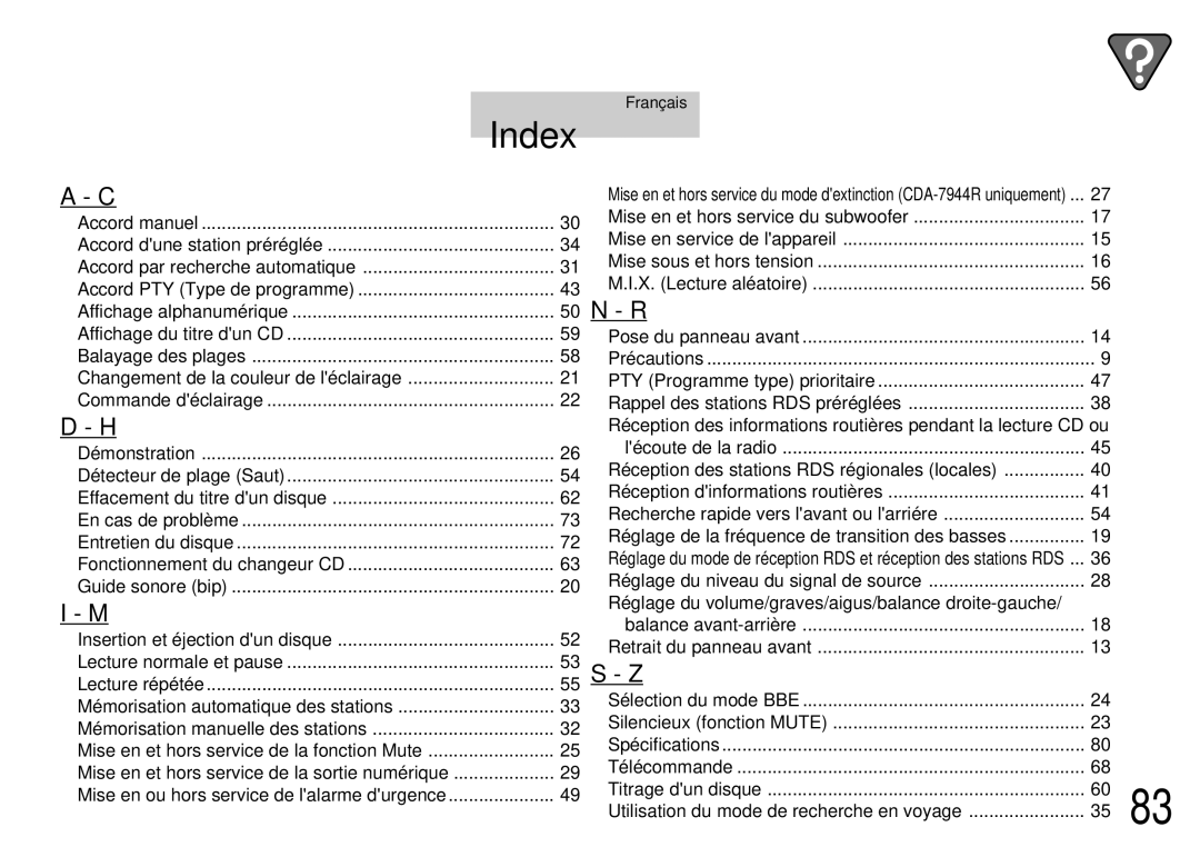 Alpine CDA-7842R, CDA-7944R owner manual Français, Réglage de la fréquence de transition des basses 