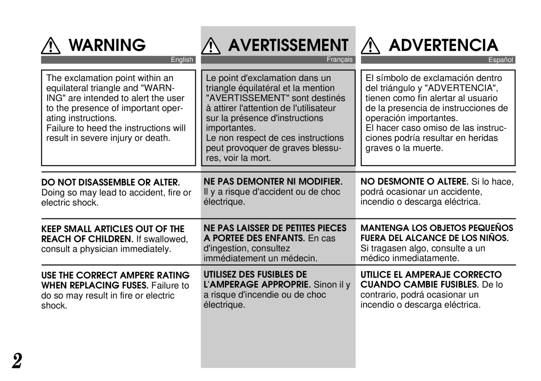 Alpine CDA-7844 owner manual Advertencia 