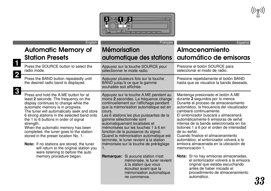 Alpine CDA-7844 owner manual Automatic Memory, Automático de emisoras 