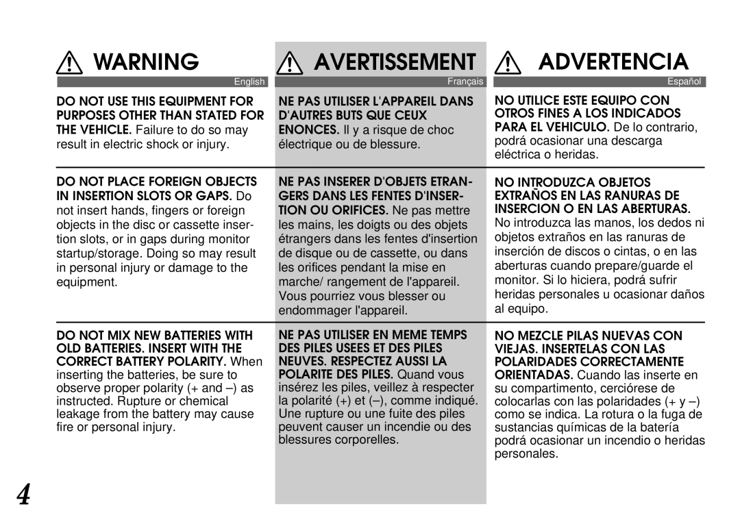 Alpine CDA-7844 owner manual Do not USE this Equipment for 