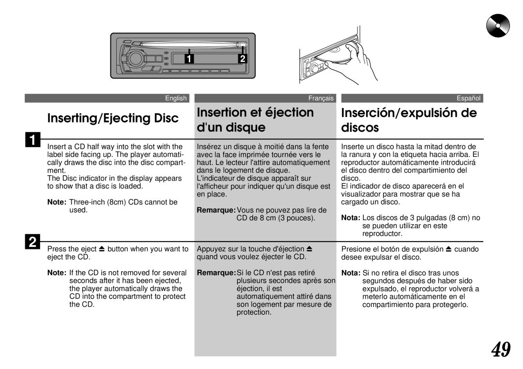 Alpine CDA-7844 owner manual English Français Español 