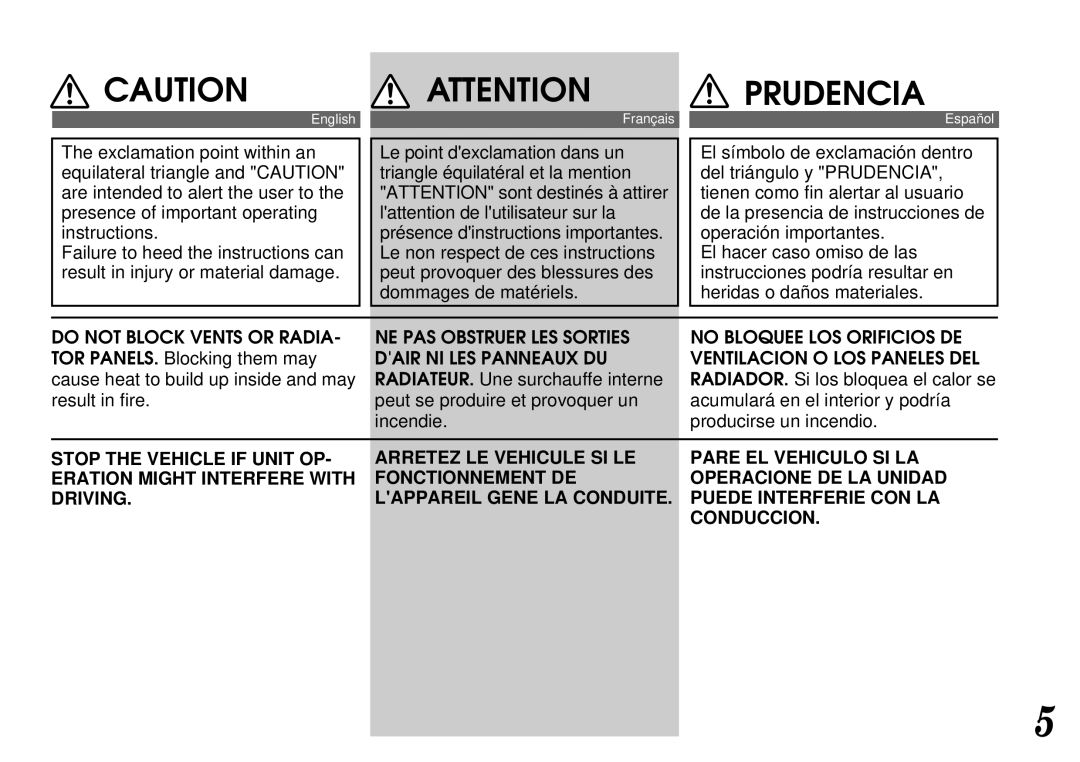 Alpine CDA-7844 owner manual Prudencia 