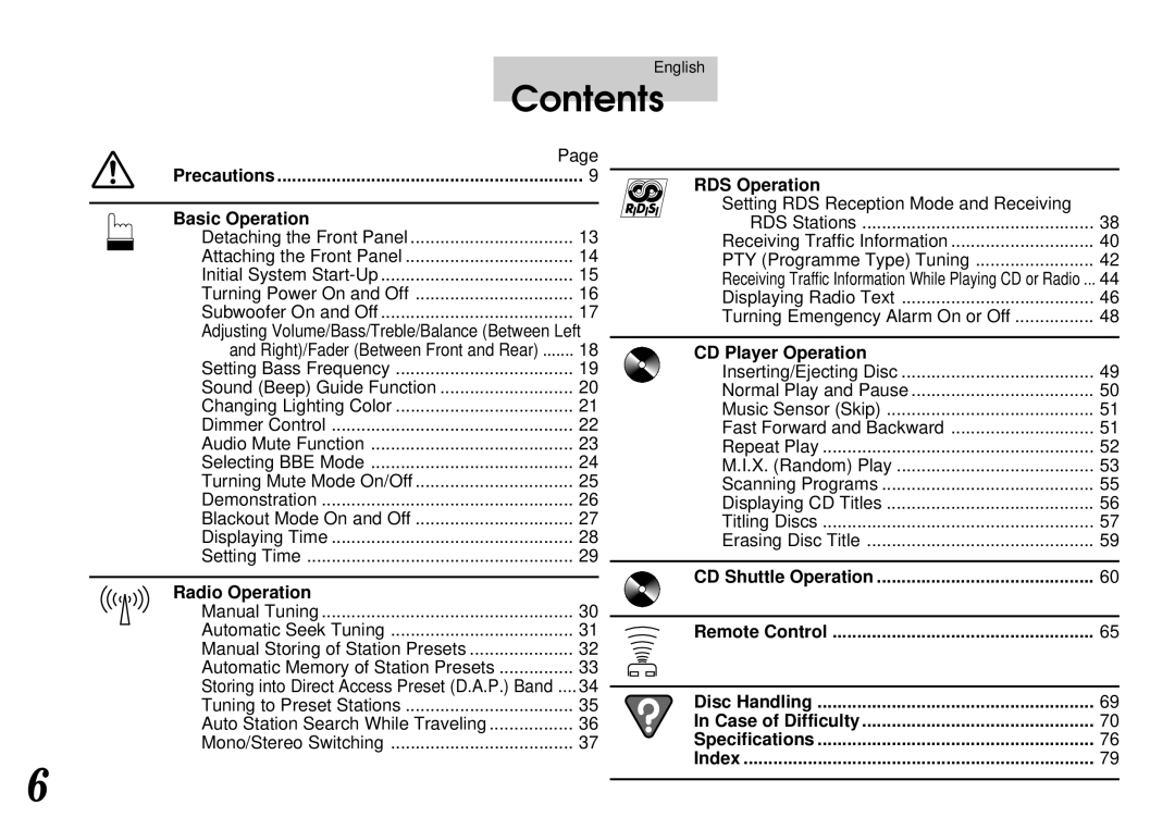 Alpine CDA-7844 owner manual Contents 