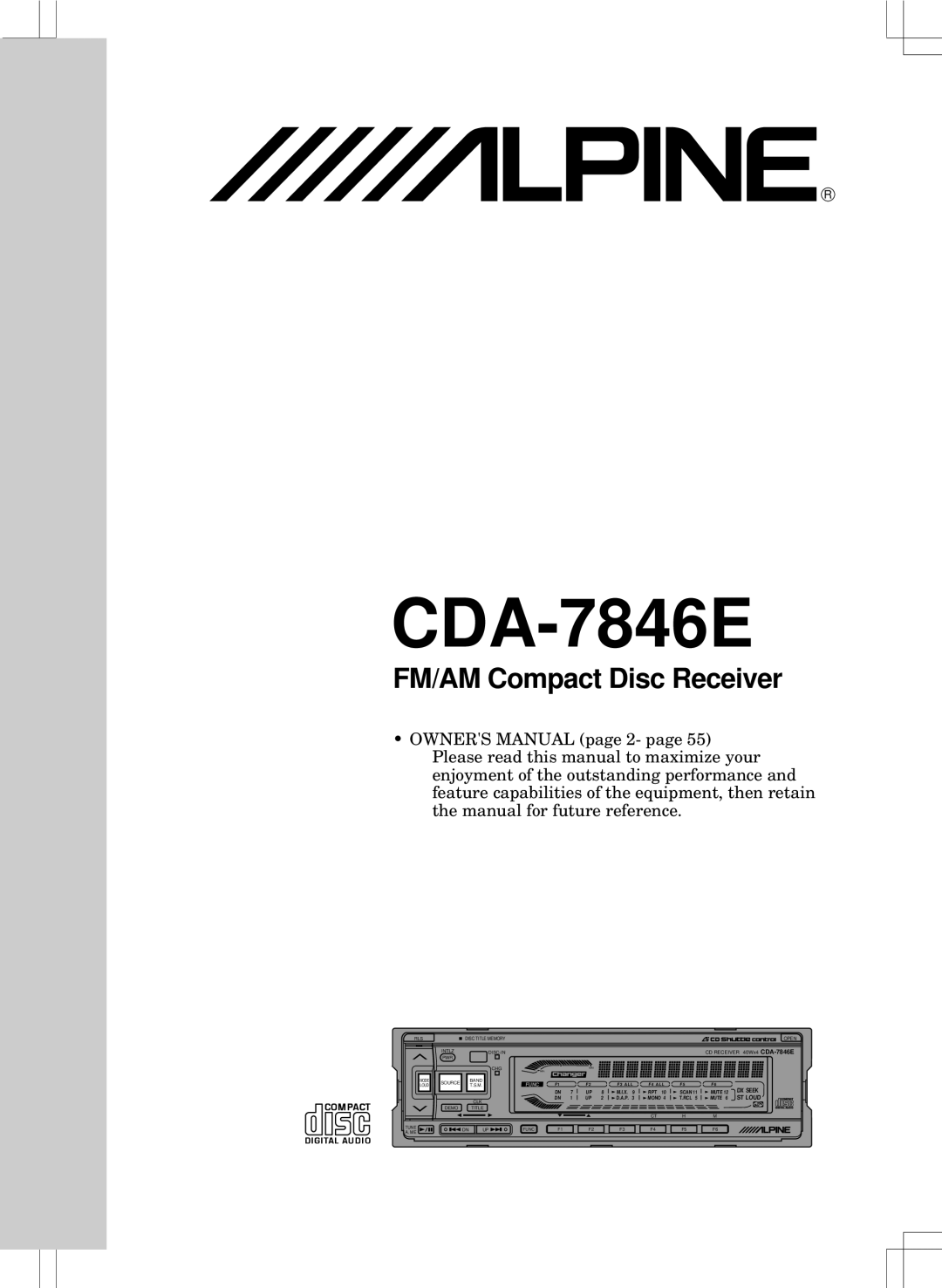 Alpine CDA-7846E owner manual 