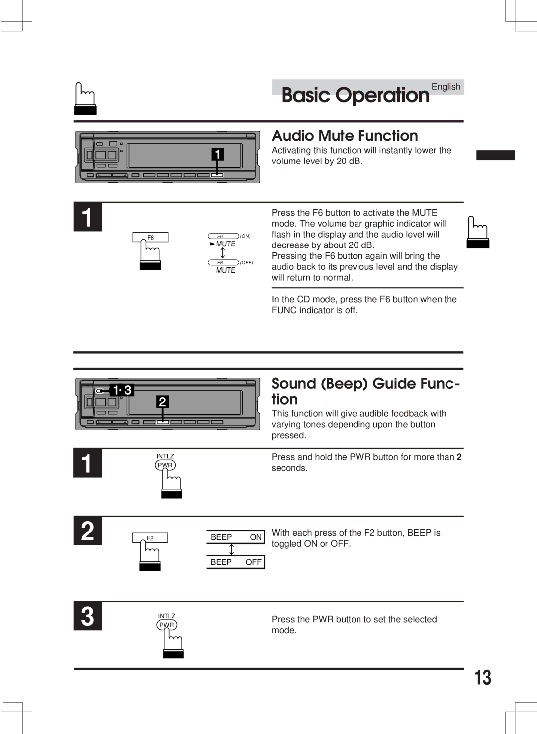 Alpine CDA-7846E owner manual Audio Mute Function, Sound Beep Guide Func- tion 