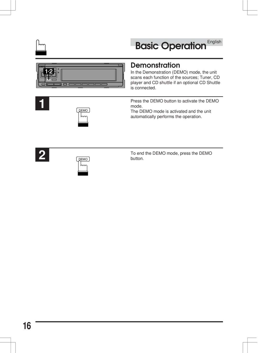 Alpine CDA-7846E owner manual Demonstration 