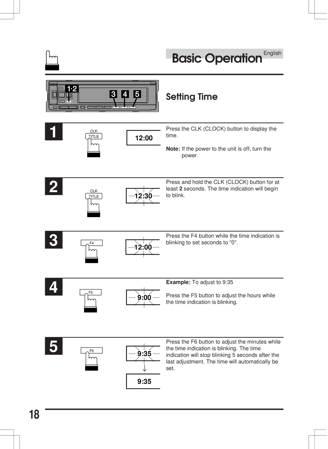 Alpine CDA-7846E owner manual Setting Time, 900 