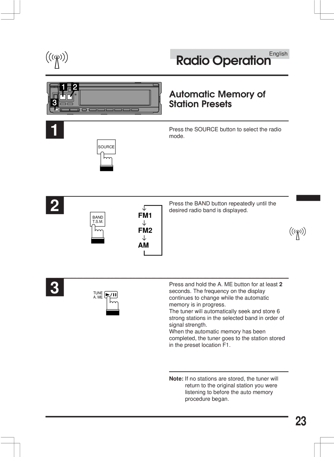 Alpine CDA-7846E owner manual Automatic Memory Station Presets 