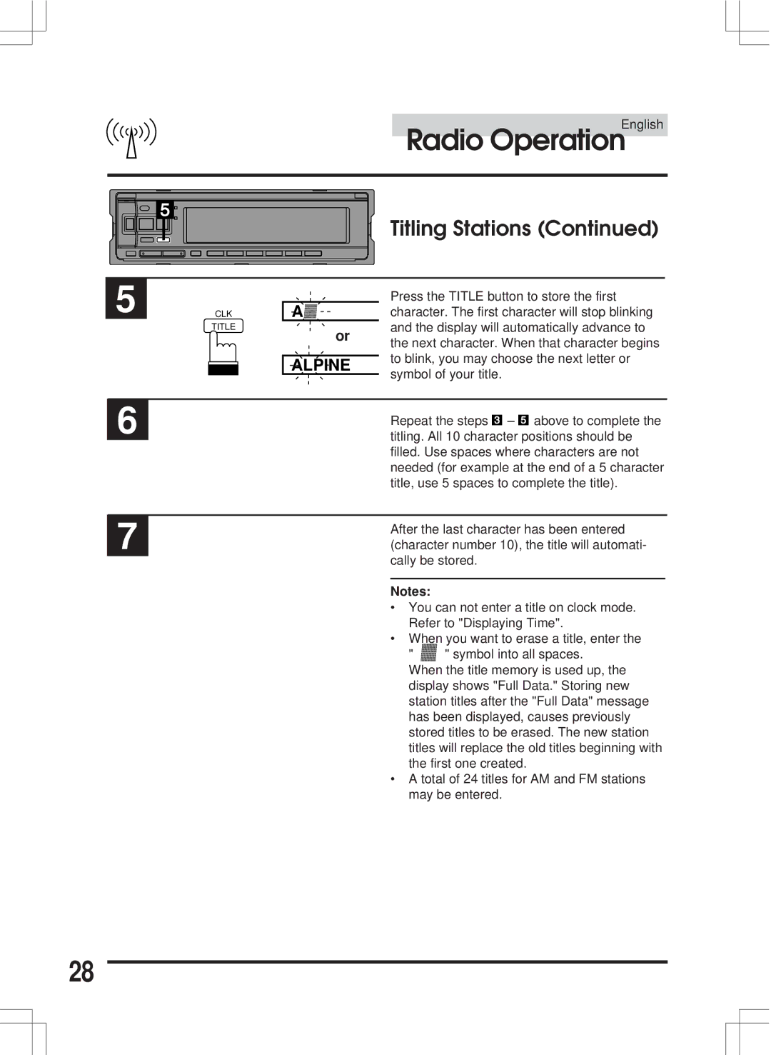 Alpine CDA-7846E owner manual CLK Title 