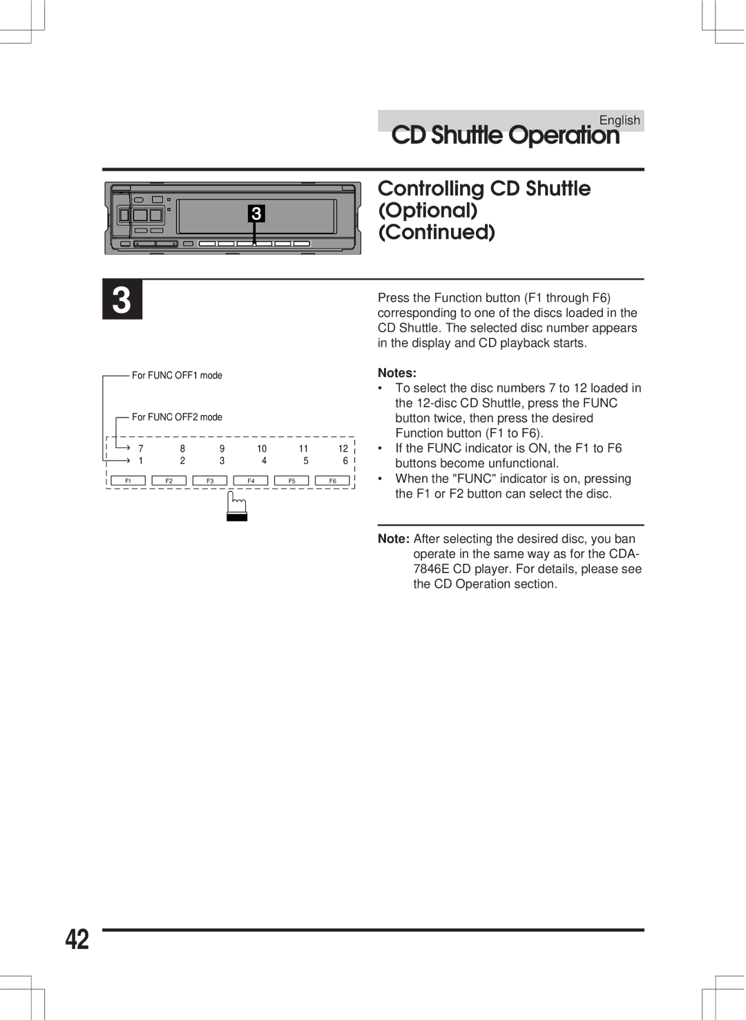 Alpine CDA-7846E owner manual For Func OFF1 mode For Func OFF2 mode 