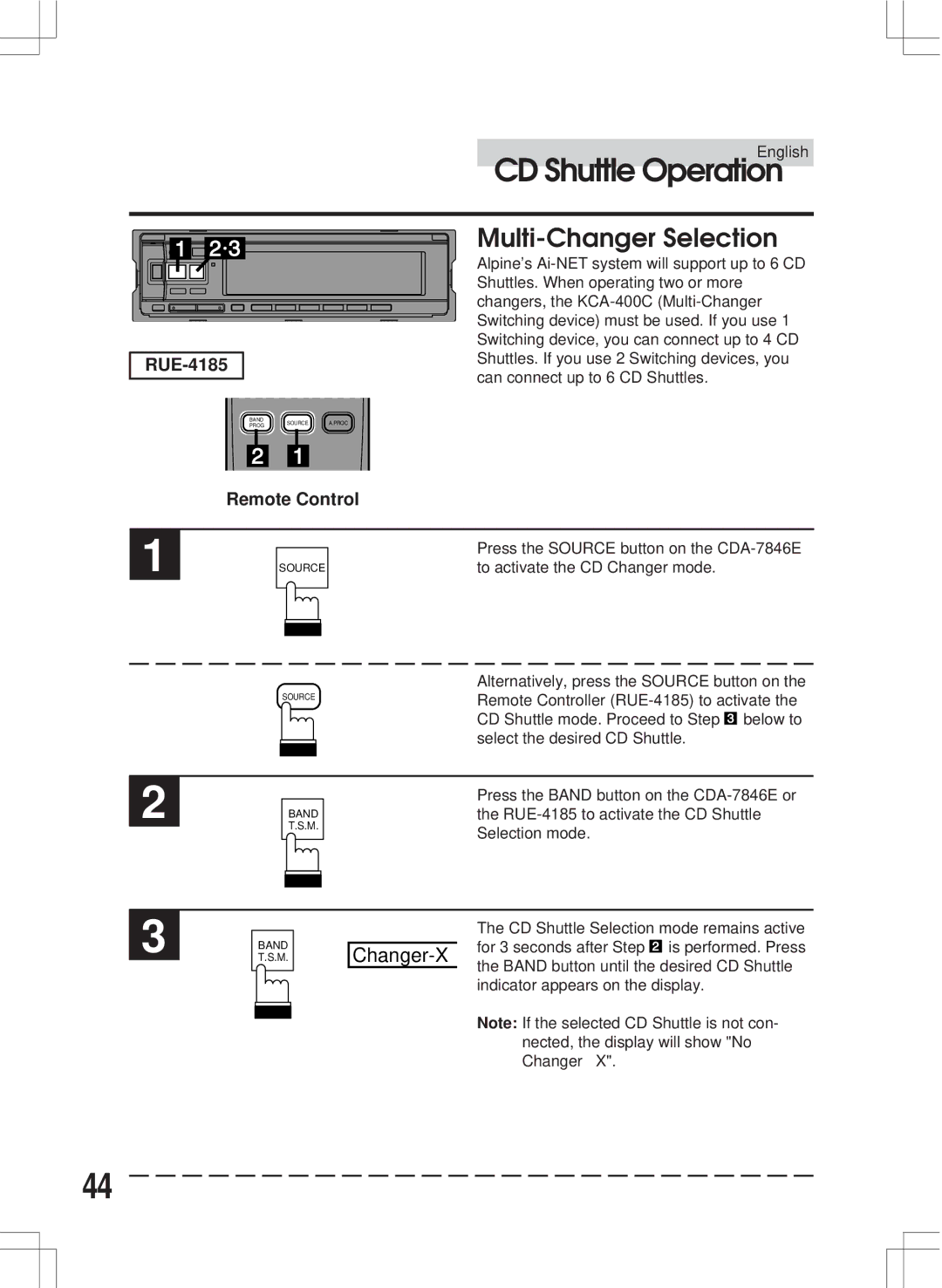 Alpine CDA-7846E owner manual Multi-Changer Selection, Remote Control 