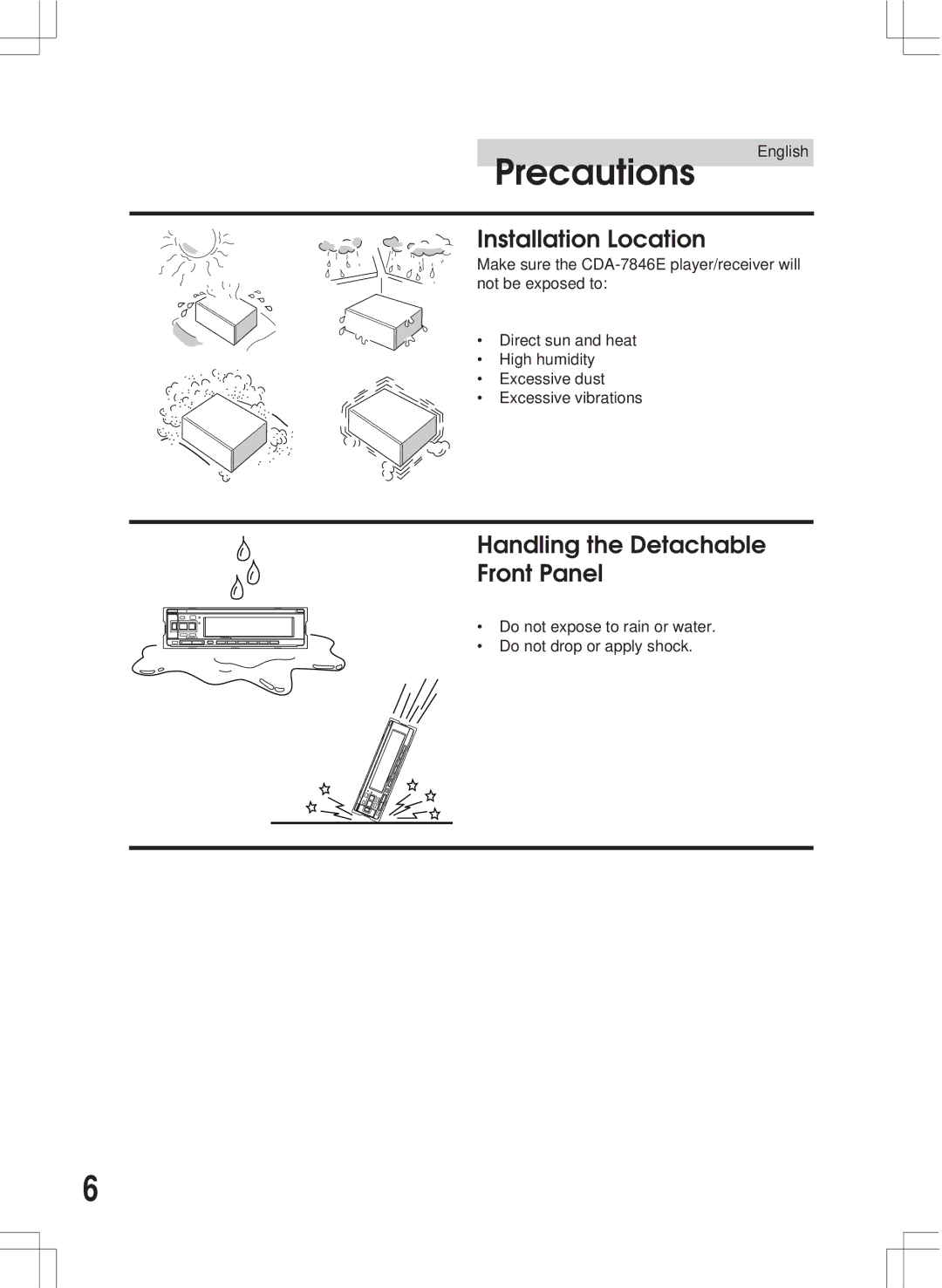 Alpine CDA-7846E owner manual Handling the Detachable Front Panel 