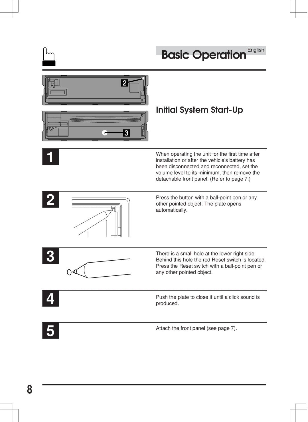 Alpine CDA-7846E owner manual Basic OperationEnglish, Initial System Start-Up 