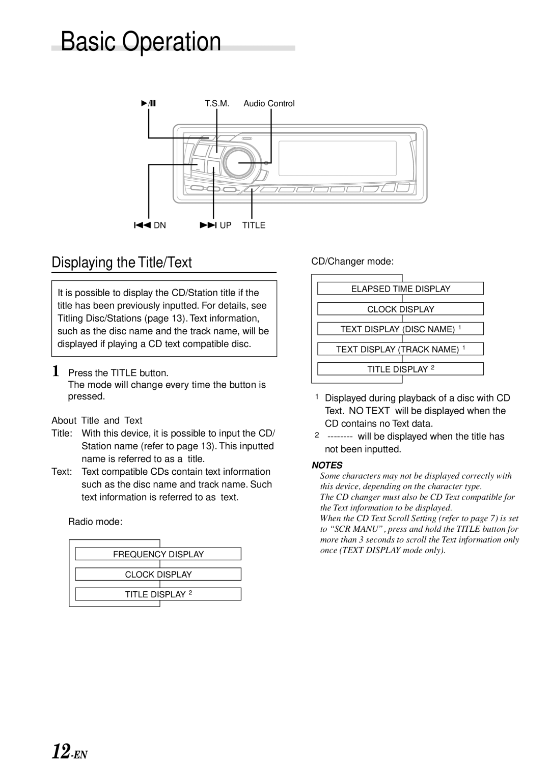 Alpine CDA-7977, CDA-7875, CDA-7876, cda-7873 owner manual Displaying the Title/Text, About Title and Text, CD/Changer mode 