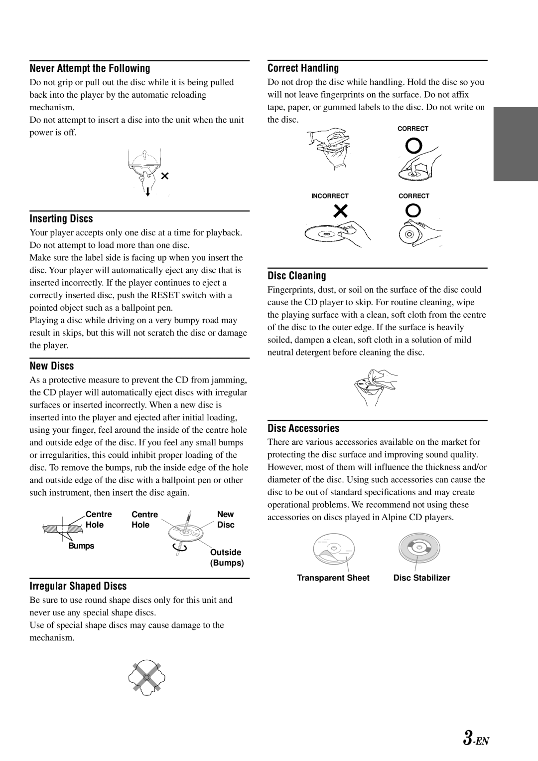 Alpine CDA-7873R, CDA-7876RB, TDA-7588RB, TDA-7587R owner manual Never Attempt the Following 