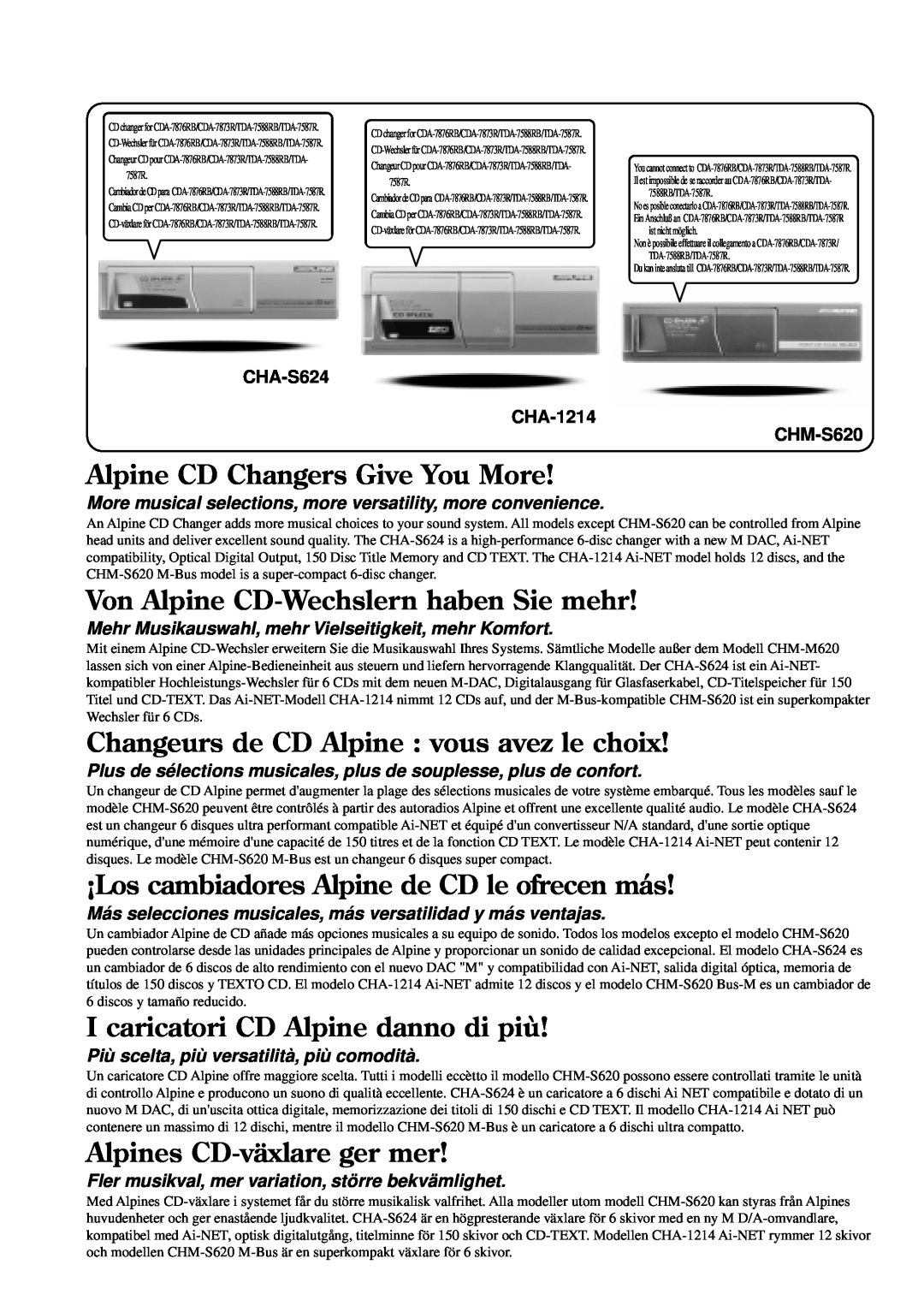Alpine TDA-7588RB Alpine CD Changers Give You More, Von Alpine CD-Wechslernhaben Sie mehr, Alpines CD-växlareger mer 