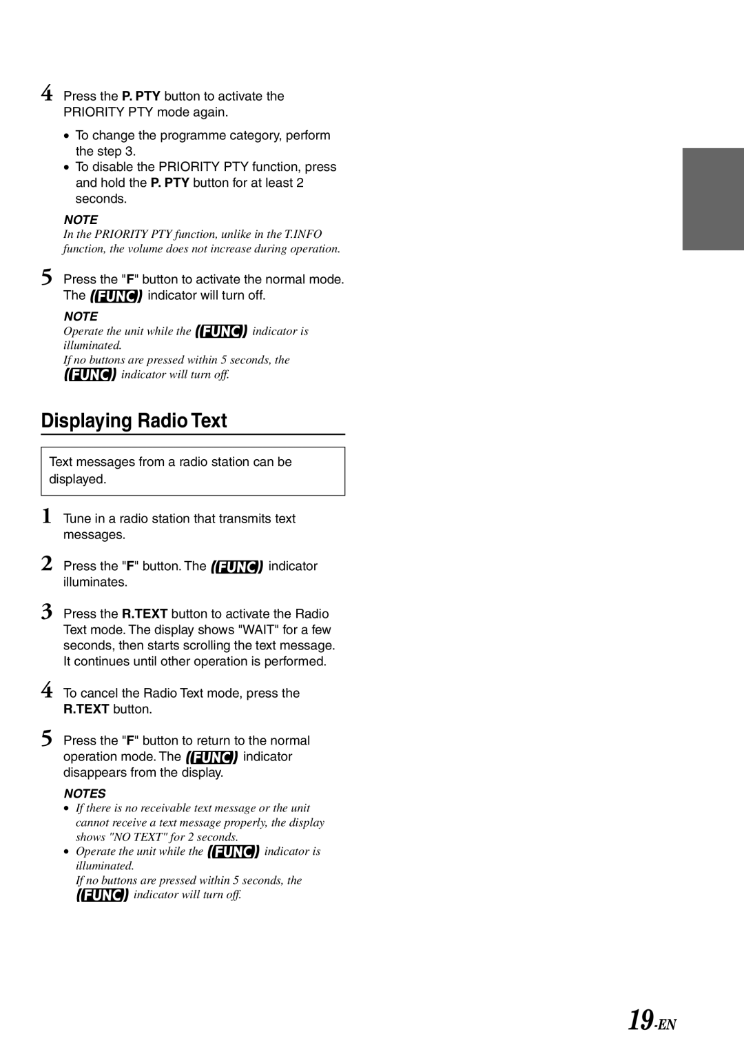 Alpine CDA-7878R owner manual Displaying Radio Text 